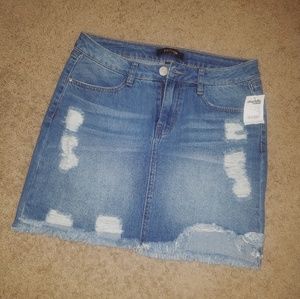 Refuge Destroyed Denim Mini Skirt